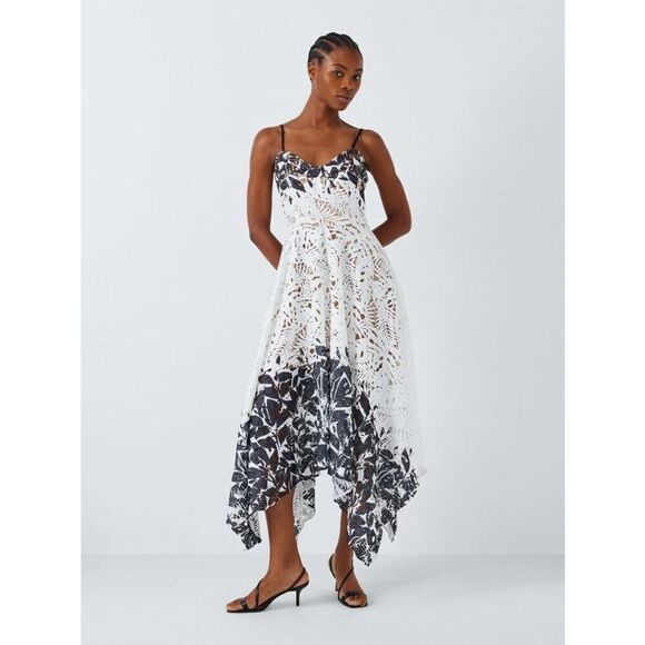 Elliatt Anchor Lace asymetric hemline White Dress Wedding Guest size S NWT$385 - Picture 1 of 7